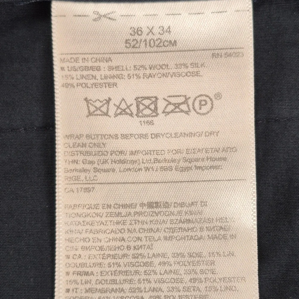 Banana Republic Dress Pants Mens‎ 36x34 Blue Wool Silk Linen Vitale Barberis